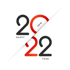 Happy New Year 2022 text typography design in red & black colors