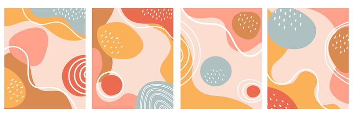 Vector set of abstract creative backgrounds in minimal trendy style.