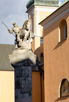 Poznan, Poland -  Monument to the 15th Cavalry Regiment, around the Market Square, Old Town.