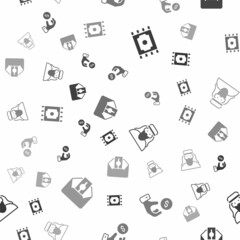 Set Traditional carpet, Donate or pay your zakat, Muslim man and on seamless pattern. Vector