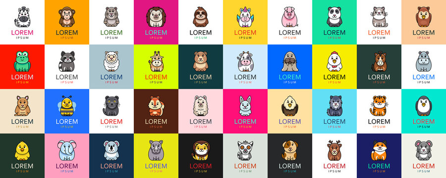 Animals logos collection. Animal logo set. Icon design 