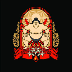 Plakat japanese sumo illustration