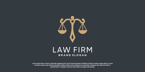 Law logo for justice, lawyer, law firm company or person Premium Vector
