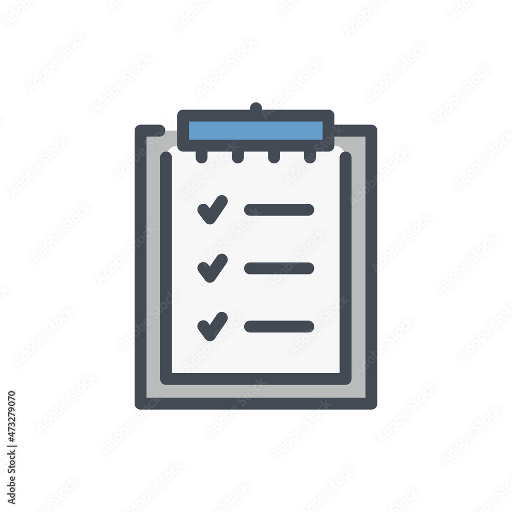 Poster checklist, survey and report form color line icon. clipboard with check mark list vector outline col