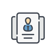 Profile information, Resume and Business document color line icon. Business document with person on it vector outline colorful sign.