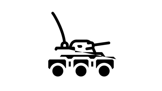 military robot animated line icon military robot sign. isolated on white background