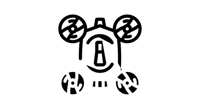 copter robot animated line icon copter robot sign. isolated on white background