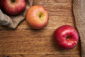 apples on a wooden table vitamins fresh fruits organic