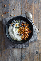 Homemade granola muesli with yogurt