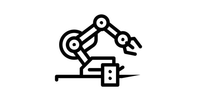 robotic arm robot animated line icon robotic arm robot sign. isolated on white background