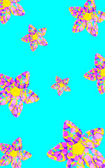 Minimalistic stylized wallpaper. Fashion creative.flowers in blue space