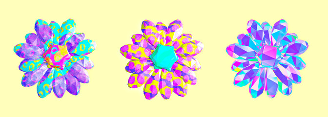 Minimalistic stylized banner. Fashion set creative flowers