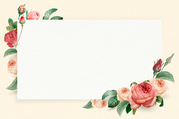 Floral rectangle white frame vector