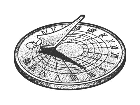 Sundial sketch raster illustration
