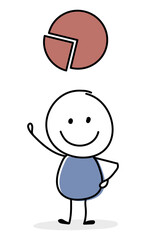 Concept of smiley stickman with graph icon. Vector