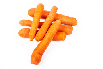 on a white background. vegetables are carrots. a few pieces. Eco-products. close-up