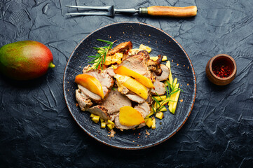 Fried pork with mango and cheese.