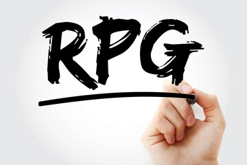 RPG - Role-Playing Game acronym with marker, concept background