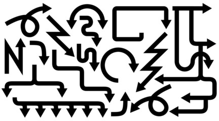 分岐する矢印素材