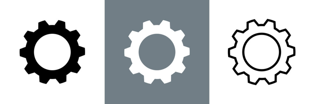 Gear icons set. Parameter or setting symbol. Isolated raster illustration on white background.