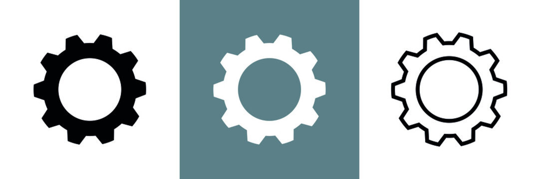 Gear icons set. Parameter or setting symbol. Isolated vector illustration on white background.