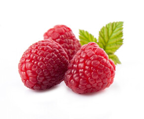 Sweet raspberry with leaves