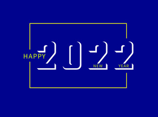 Happy New Year 2022 typography blue background vector illustration design 