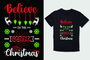 CHRISTMAS T-SHIRT BELIEVE IN THE MAGIC OF SANTA