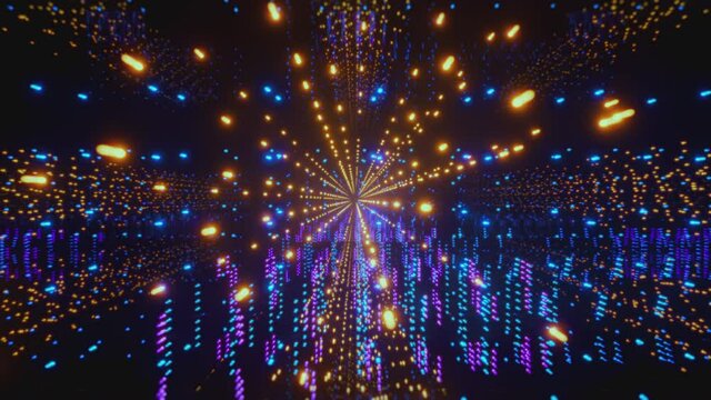 Infinite colorful psychedelic light tunnel visual loop. Hyperspace or narcotic trip effect.