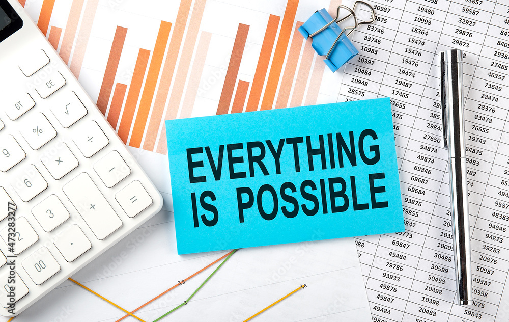 Poster everything is possible text on sticker on diagram background