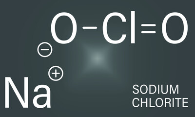 Sodium chlorite, chemical structure. Skeletal formula.