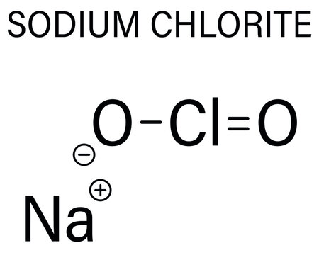 Sodium Chlorite, Chemical Structure. Skeletal Formula.