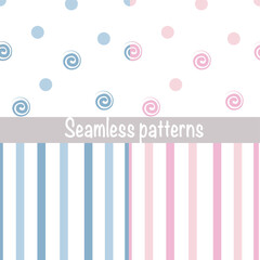 Vector set of seamless pattern in Scandinavian style for fabrics, paper, textile, gift wrap isolated on white background for kids room or textile