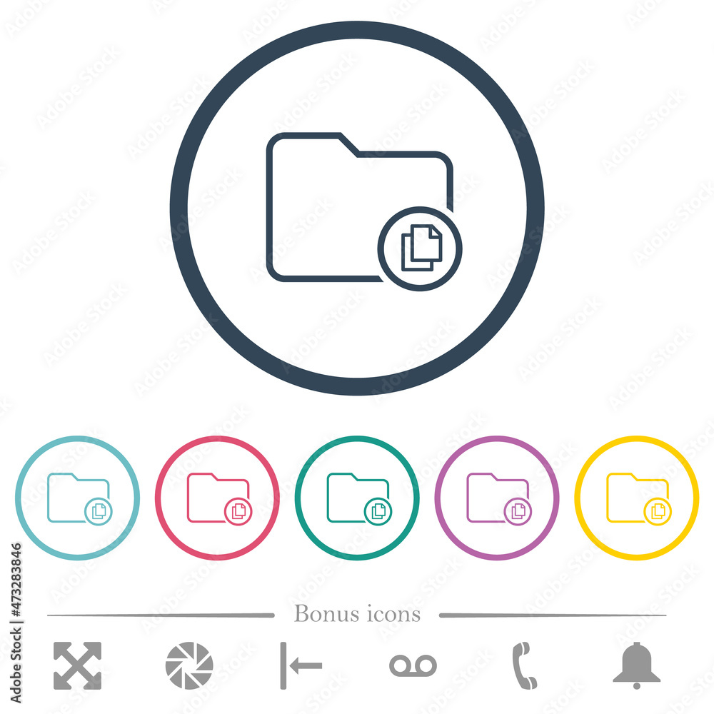 Poster copy directory flat color icons in round outlines