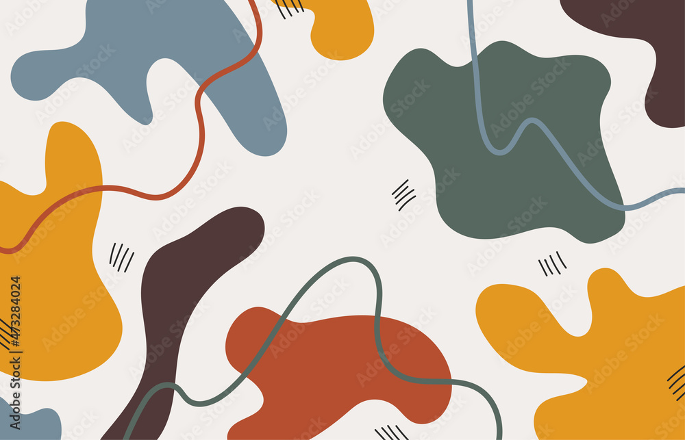 Aufkleber abstract doodle organic shapes pattern design decorative template. overlapping style of minimal colo