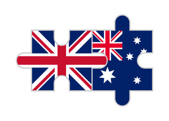 puzzle pieces of british and australian flags. vector illustration isolated on white background	
