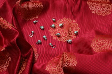 Mongolian silk fabric full frame with traditional silver buttons