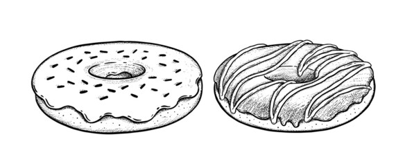 Vintage style illustration of Donuts