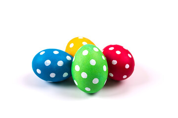 Colorful handmade easter eggs isolated on a white.
