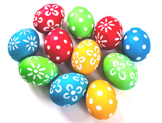 Colorful handmade easter eggs isolated on a white.