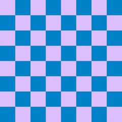 Checkerboard 8 by 8. Blue and Lavender colors of checkerboard. Chessboard, checkerboard texture. Squares pattern. Background.