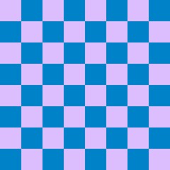 Checkerboard 8 by 8. Blue and Lavender colors of checkerboard. Chessboard, checkerboard texture. Squares pattern. Background.