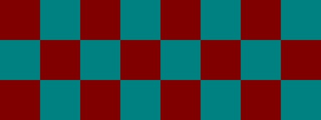 Checkerboard banner. Teal and Maroon colors of checkerboard. Big squares, big cells. Chessboard, checkerboard texture. Squares pattern. Background.