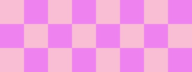 Checkerboard banner. Violet and Pink colors of checkerboard. Big squares, big cells. Chessboard, checkerboard texture. Squares pattern. Background.