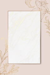 Gold floral frame on marble background vector