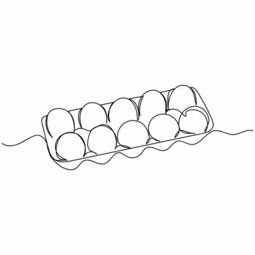 Vector abstract continuous one single simple line drawing icon of eggs in silhouette sketch.