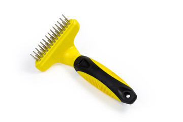 Plastic comb for pets hair care with round metal teeth