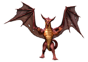 3D Rendering Fairy Tale Dragon on White