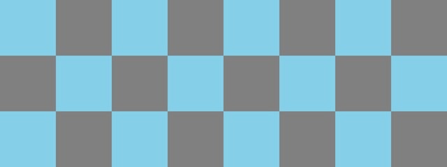 Checkerboard banner. Grey and Sky blue colors of checkerboard. Big squares, big cells. Chessboard, checkerboard texture. Squares pattern. Background.