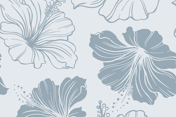 Hibiscus flower pattern background, blue botanical design vector © Rawpixel.com